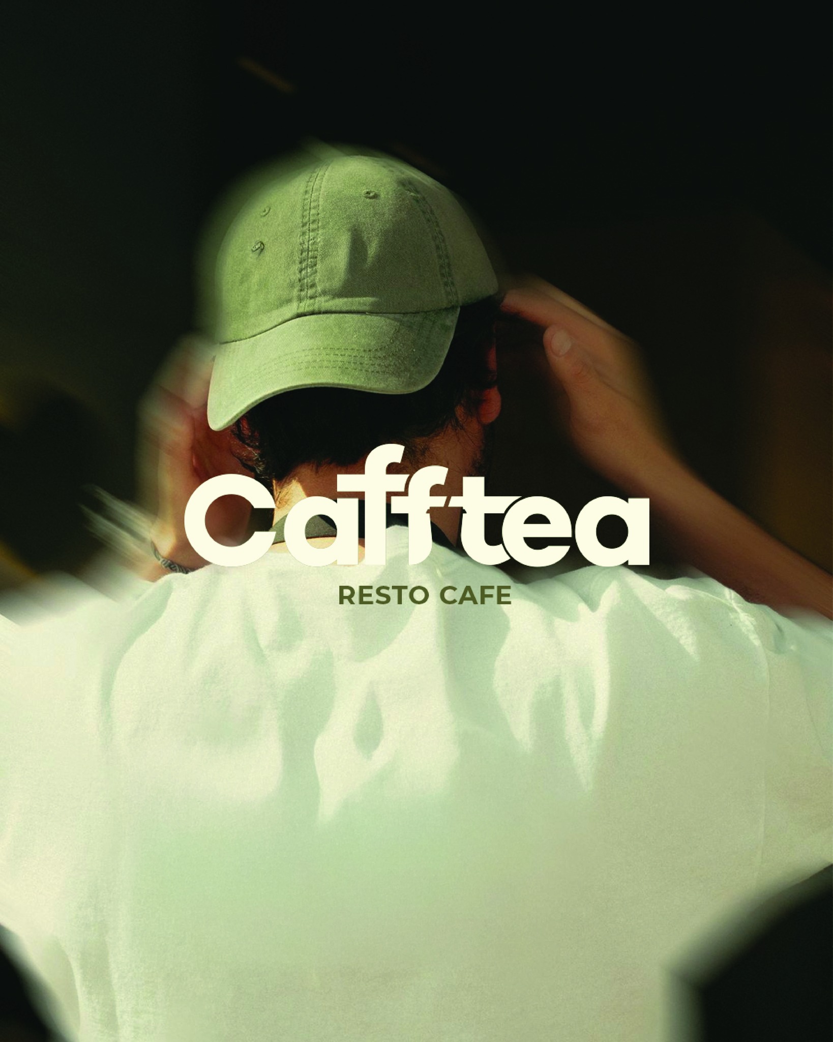 Cafftea resto cafe brand identity featuring a green cap