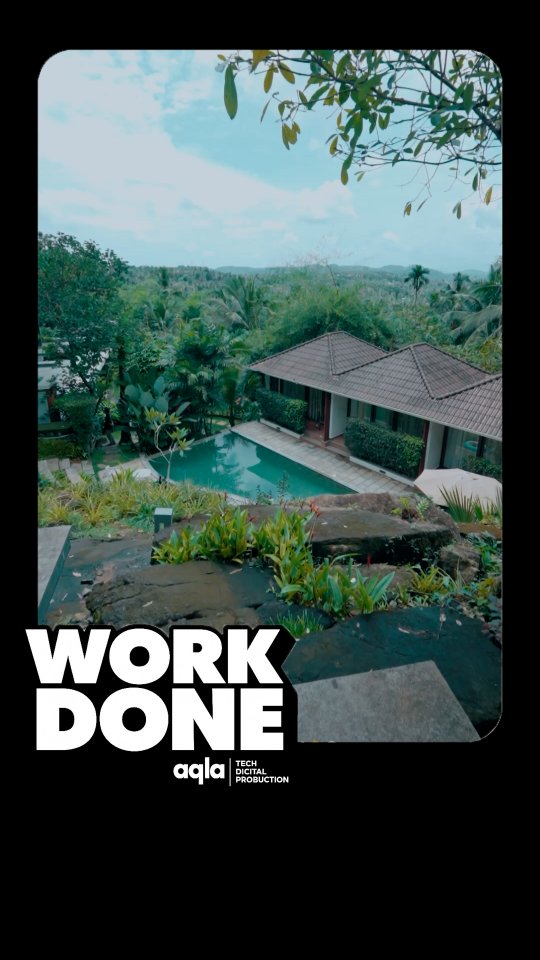 Aerial view of a property and swimming pool in a client film